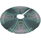 モダンティール（緑がかった色）幾何学的フラクタルアートグラフィック ブラッシュドポリエステルツリースカート (アングル)