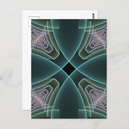 モダンティール（緑がかった色）幾何学的フラクタルアートグラフィック ポストカード