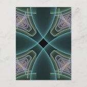 モダンティール(緑がかった色)幾何学的フラクタルアートグラフィック ポストカード (正面)