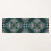 モダンティール（緑がかった色）幾何学的フラクタルアートグラフィック ヨガマット (正面(横))