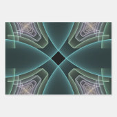 モダンティール（緑がかった色）幾何学的フラクタルアートグラフィック ラッピングペーパーシート (正面2)