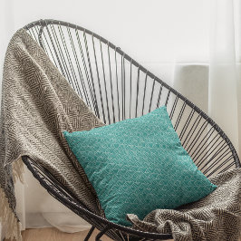 モダンティール（緑がかった色）日本の波幾何学模様 クッション