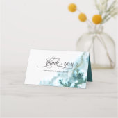 モダンティール（緑がかった色）水カラー苔の瑪瑙メニュー プレイスカード (裏面)