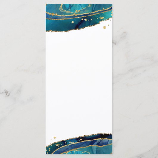 モダンティール(緑がかった色)水カラー金ゴールドアゲートゲ結婚ード メニュー (裏面)