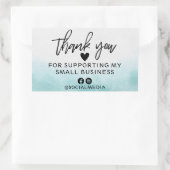 モダンティール(緑がかった色)水彩事業ありがとう 長方形シール (バッグ)