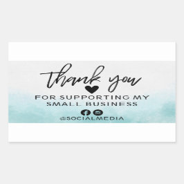 モダンティール（緑がかった色）水彩事業ありがとう 長方形シール