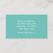 モダンティール(緑がかった色)水玉模様パターンのChic名刺 名刺 (裏面)