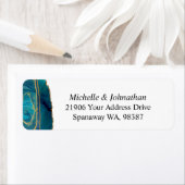 モダンティール（緑がかった色）水色金ゴールド集計アドレス ラベル (インサイチュ)