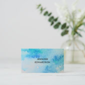 モダンティール(緑がかった色)水色(ばちゃばちゃ)跳ねるプロフェッショナル 名刺 (スタンド正面)