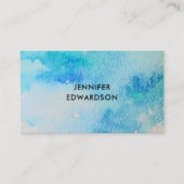 モダンティール(緑がかった色)水色(ばちゃばちゃ)跳ねるプロフェッショナル 名刺 (正面)