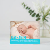 モダンティール（緑がかった色）男の赤ちゃん写真はがき 案内ポストカード (スタンド正面)