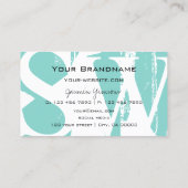 モダンティール（緑がかった色）白と黒とモノグラムスタイリッシュ 名刺 (裏面)