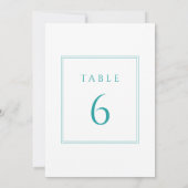 モダンティール(緑がかった色)結婚タイポグラフィの表番号記号 招待状 (裏面)