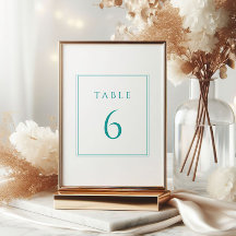 モダンティール（緑がかった色）結婚タイポグラフィの表番号記号