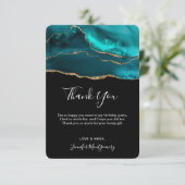 モダンティール(緑がかった色)&金ゴールドアガテストーン抽象芸術ありがとう サンキューカード (スタンド正面)
