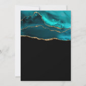 モダンティール(緑がかった色)&金ゴールドアガートストーン抽象芸術誕生日 招待状 (裏面)