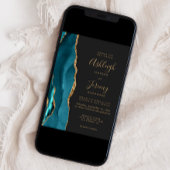 モダンティール(緑がかった色)金ゴールドアガートダーク結婚ズ 招待状