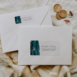 モダンティール（緑がかった色）金ゴールドアゲ結婚ート差出人住所 ラベル