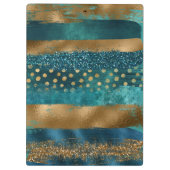 モダンティール（緑がかった色）、金ゴールドブラシ筆及びモノグラム クリップボード (裏面)