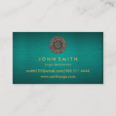 モダンティール(緑がかった色)&金ゴールドマンダラヨガインストラクタービジネス 名刺 (裏面)