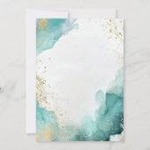 モダンティール（緑がかった色）金ゴールド抽象芸術ビーチ結婚式 招待状 (裏面)