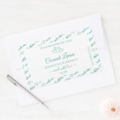 モダンティール（緑がかった色）White Word Cloud製品ラベルハート 長方形シール (封筒)