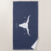 モダンテキサス州ロングーンサマー名前をカスタムするブルー ビーチタオル (正面)