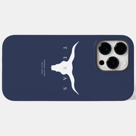 モダンテキサス州ロングーンサマー名前をカスタムするブルー Case-Mate iPhoneケース (裏面 (横))