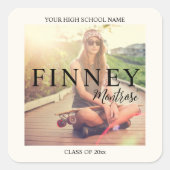 モダンテキストオーバーレイ 卒業パーティ写真 スクエアシール (正面)