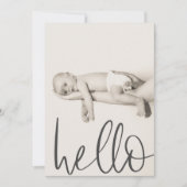 モダンテキストハローフォトベビーアナウンス 案内状 (正面)