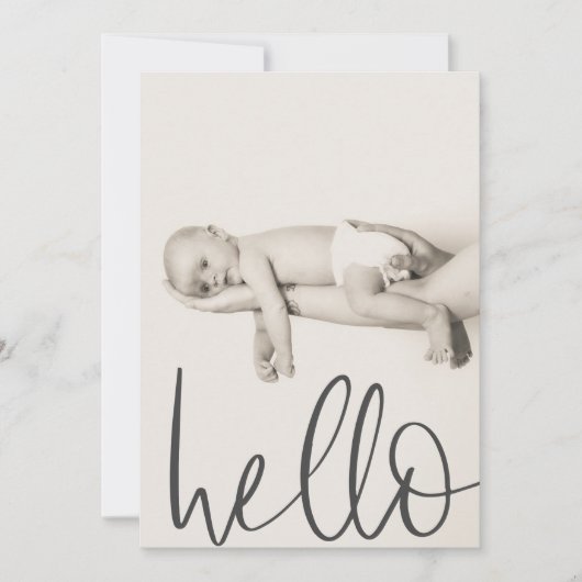 モダンテキストハローフォトベビーアナウンス 案内状 (正面)