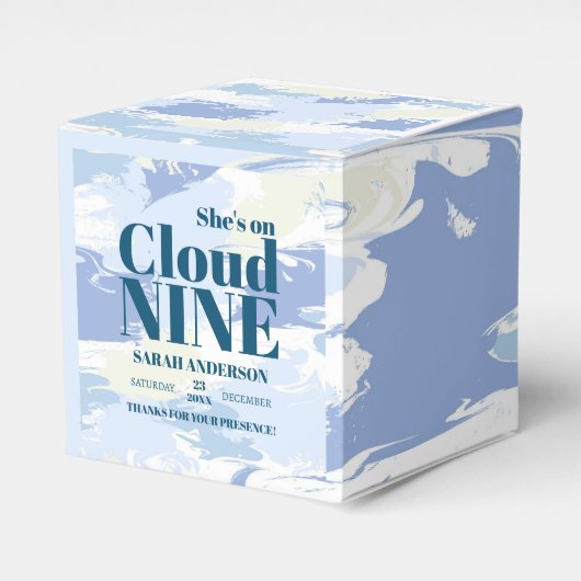 モダンテクスチャード クラウドナイン ブライダルシャワー シック フェイバーボックス (正面サイド)