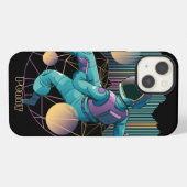 モダンテクノ宇宙飛行士イラスト iPhoneケース (裏面横)