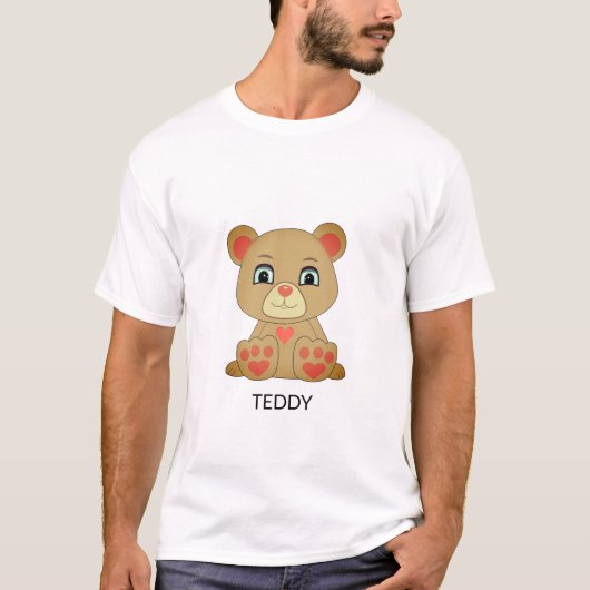 モダンテディベアとハート Tシャツ (正面)