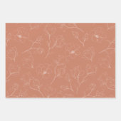 モダンテラコタフローラ結婚ズ ラッピングペーパーシート (正面3)