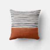 モダンテラコッタとブラックストライプ クッション (裏面)