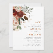 モダンテラコッタと緑の結婚式招待状 招待状 (正面)