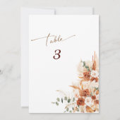 モダンテラコッタの結婚式テーブルナンバーカード 招待状 (裏面)