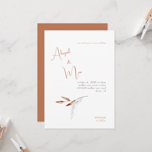 モダンテラコッタの親の結婚家 招待状 (正面/裏面インサイチュ)