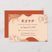 モダンテラコッタアーストーンズ フローラルライン ウェディング 出欠カード (正面/裏面)