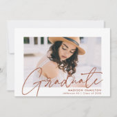 モダンテラコッタスクリプト写真 卒業パーティー 招待状 (正面)