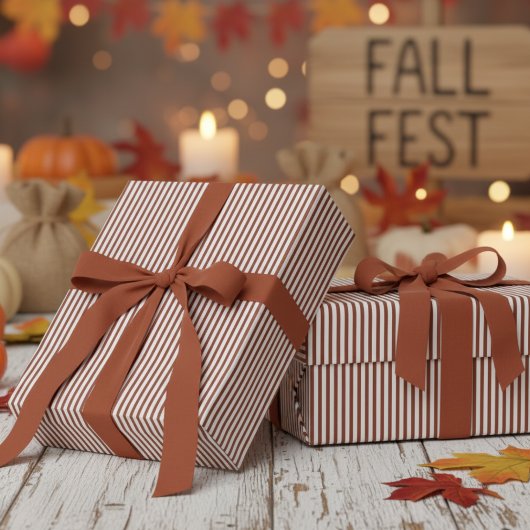 モダンテラコッタストライプパターン ラッピングペーパー