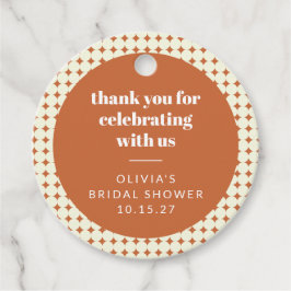 モダンテラコッタドット ブライダルシャワー カスタム サンクス フェイバータグ