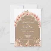 モダンテラコッタフローラアーチ写真秋の結婚式 招待状 (正面)