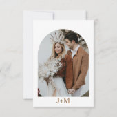 モダンテラコッタフローラアーチ写真秋の結婚式 招待状 (裏面)