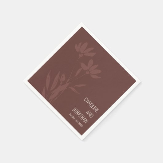 モダンテラコッタフローラライン結婚アートカスタム スタンダードカクテルナプキン (角)