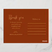 モダンテラコッタフローラ結婚の感謝 箔シーズンポストカード (裏面)