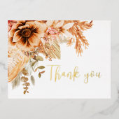 モダンテラコッタフローラ結婚の感謝 箔シーズンポストカード (正面)