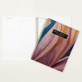 モダンテラコッタブルーグリッターバラ金ゴールドモノグラム プランナー手帳 (ディスプレー)