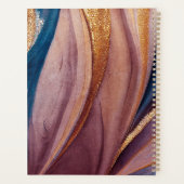 モダンテラコッタブルーグリッターバラ金ゴールドモノグラム プランナー手帳 (裏面)